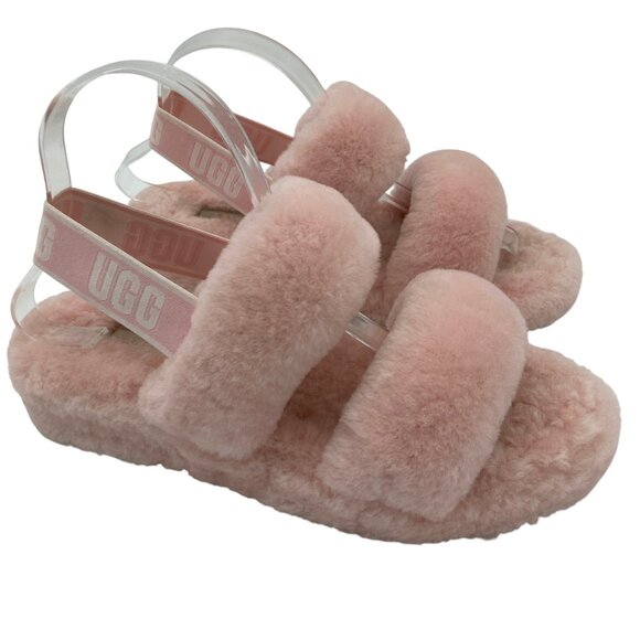 UGG Oh Yeah Fluffy Lambs Wool Platform Slippers - Picture 1 of 8